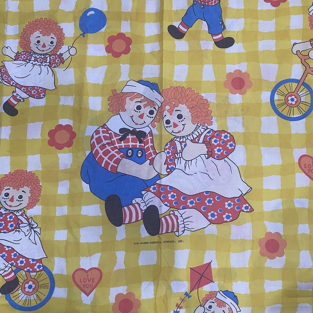 Vintage Raggedy Ann Andy Doll Flat Sheet